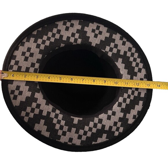 Black Fedora Geometric Pattern Lining Chic Classic - Picture 5 of 6